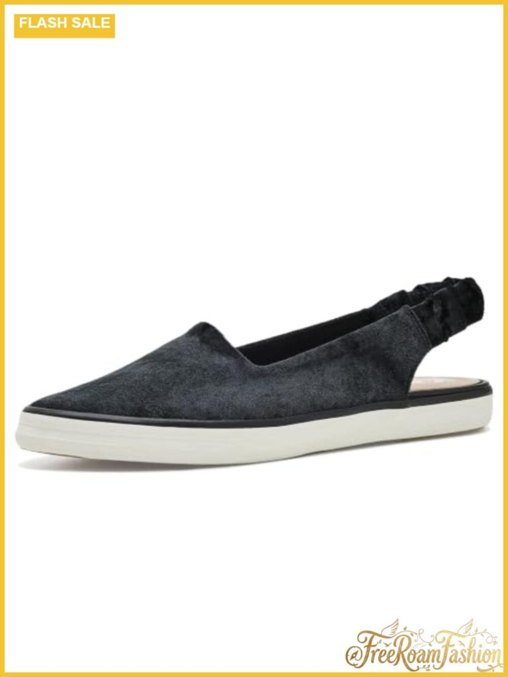 Velvet Slip-On Slingback Sneakers with Pointed Toe and Elastic Back